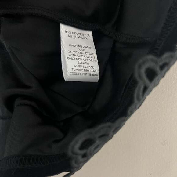 Calligraphie Black Velvet Lace Front Tie Top V-Neck Short Sleeve Blouse Size L - Picture 6 of 6